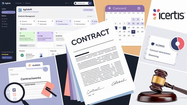 A collage of the top SaaS contract management software platforms. 