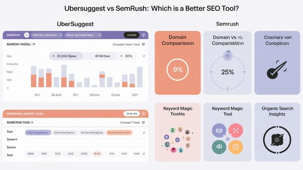 A comparison of two SEO tools, Ubersuggest and SEMrush.