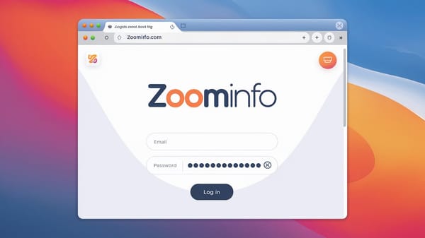 A computer screen displaying a web browser with the ZoomInfo login page. 