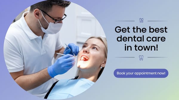 A Facebook ad for a dental clinic with a photo of a dentist examining a patient's teeth.