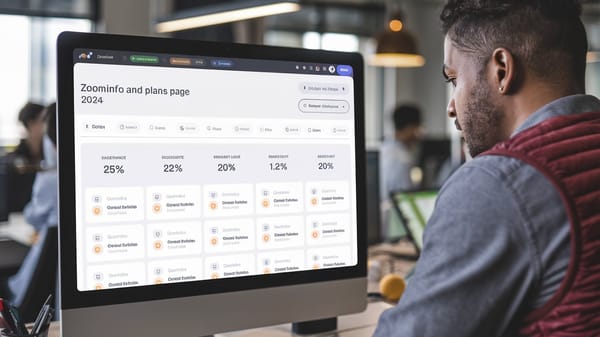 A graphic of a computer screen displaying the Zoominfo pricing and plans page for 2024.