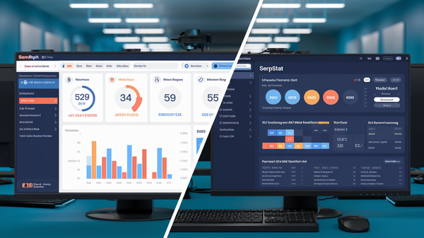 A side-by-side comparison of the SEMrush and Serpstat platforms. 