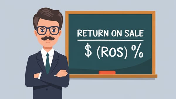 An illustration of a chalkboard. On the chalkboard, there's a formula with the text "Return on Sale".